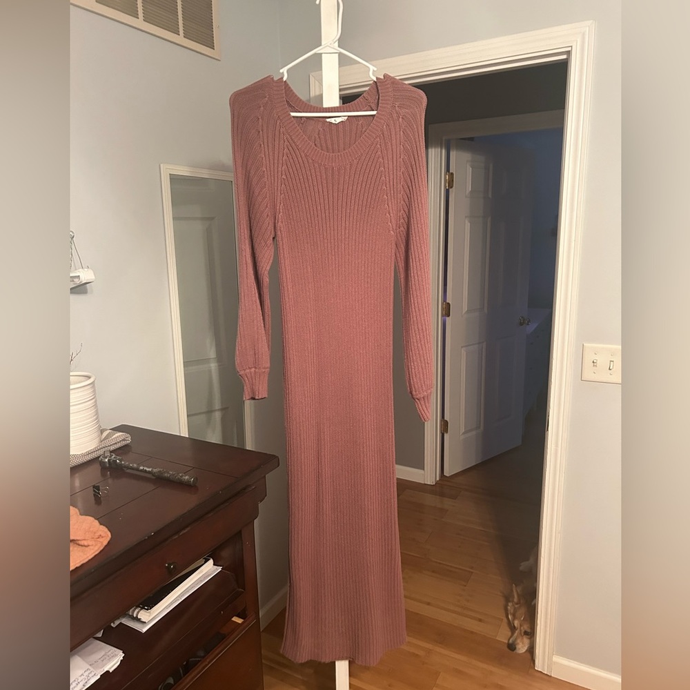 Pink blush maternity sweater dress